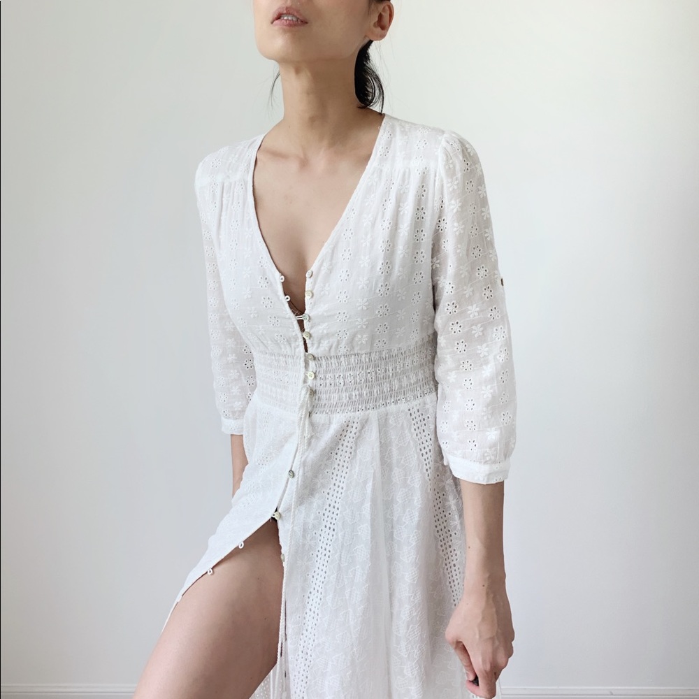 HARPER Crocheted  Maxi Dress - WHITE - Picture 2 of 8